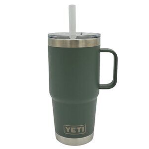 LASER ENGRAVED PERSONALIZATION YETI 25oz. STRAW LID TUMBLER IN CAMP GREEN